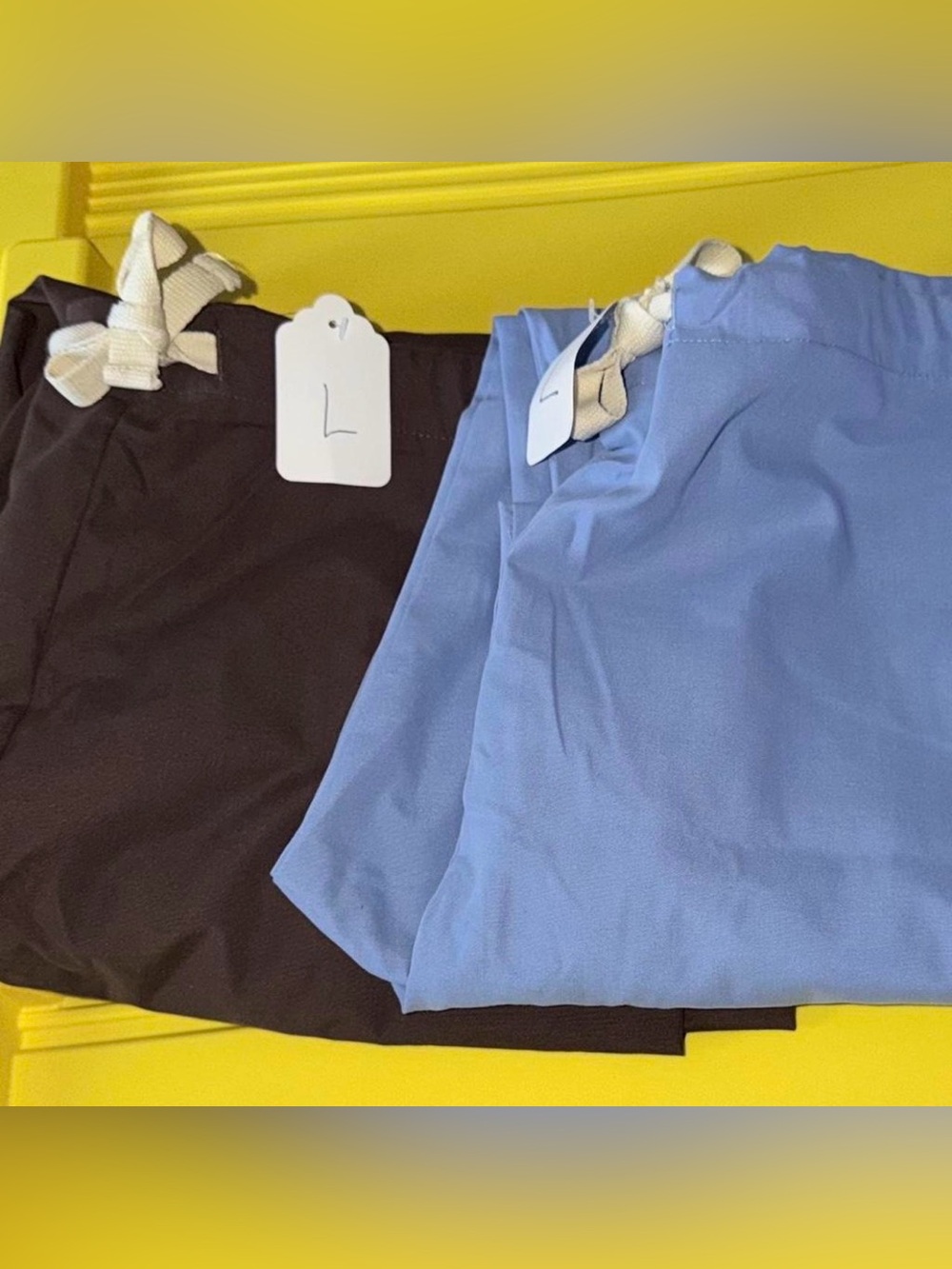 Lot2 SZ Large NWT Prestige Unisex Scrubs Uniforms Pants Color Chocolate & Blue